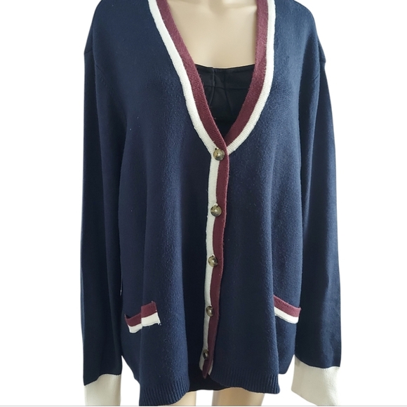 BNWT Joe fresh Navy and Cream Women's Knit Cardigan, plus size 3X - Picture 4 of 11